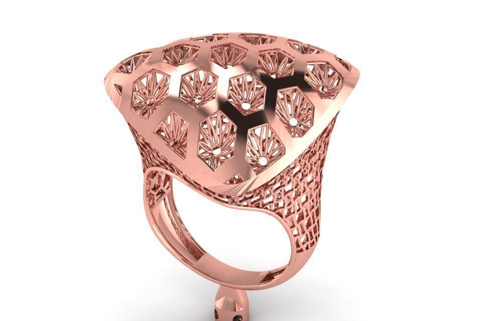 Long Filigree Ring STL OBJ FBX Renders Details 3D print model_1