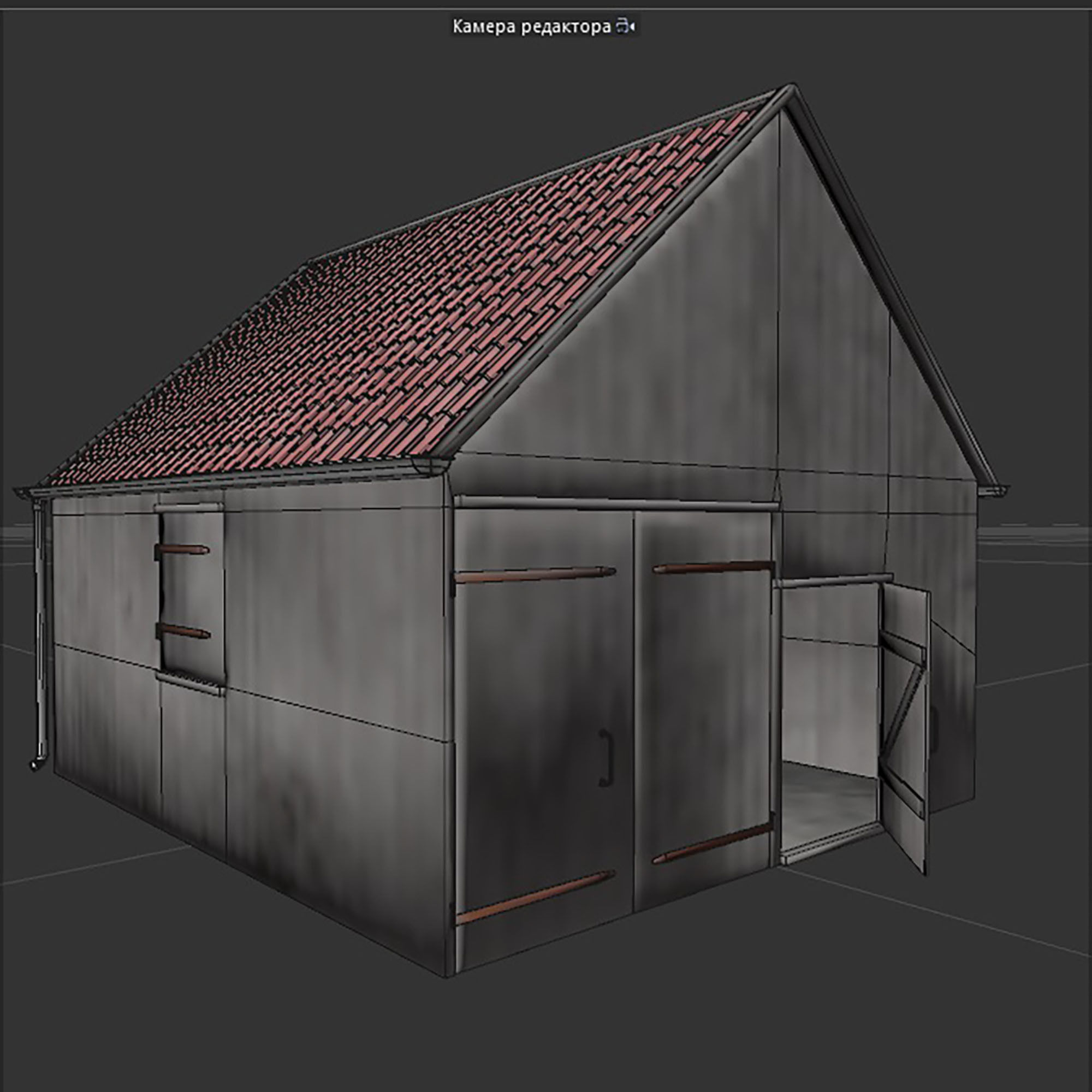 wooden shed Low-poly 3D model_13