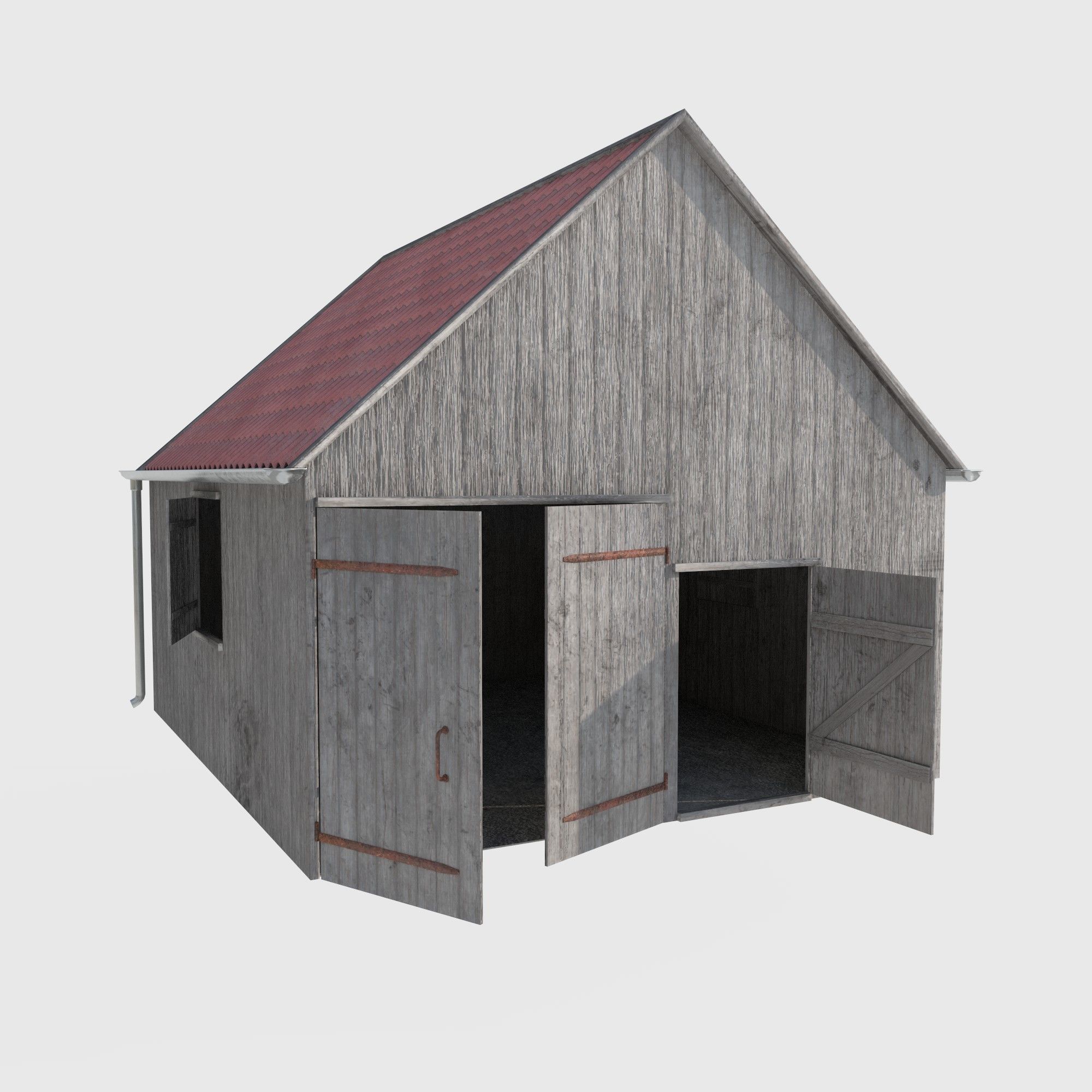 wooden shed Low-poly 3D model_7
