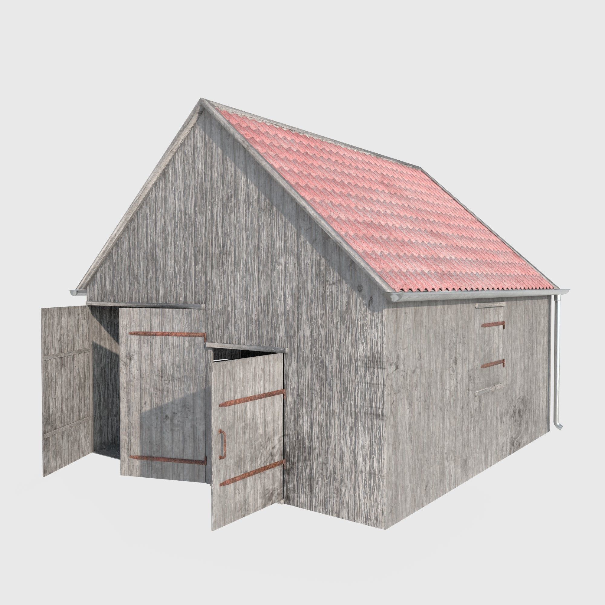 wooden shed Low-poly 3D model_8