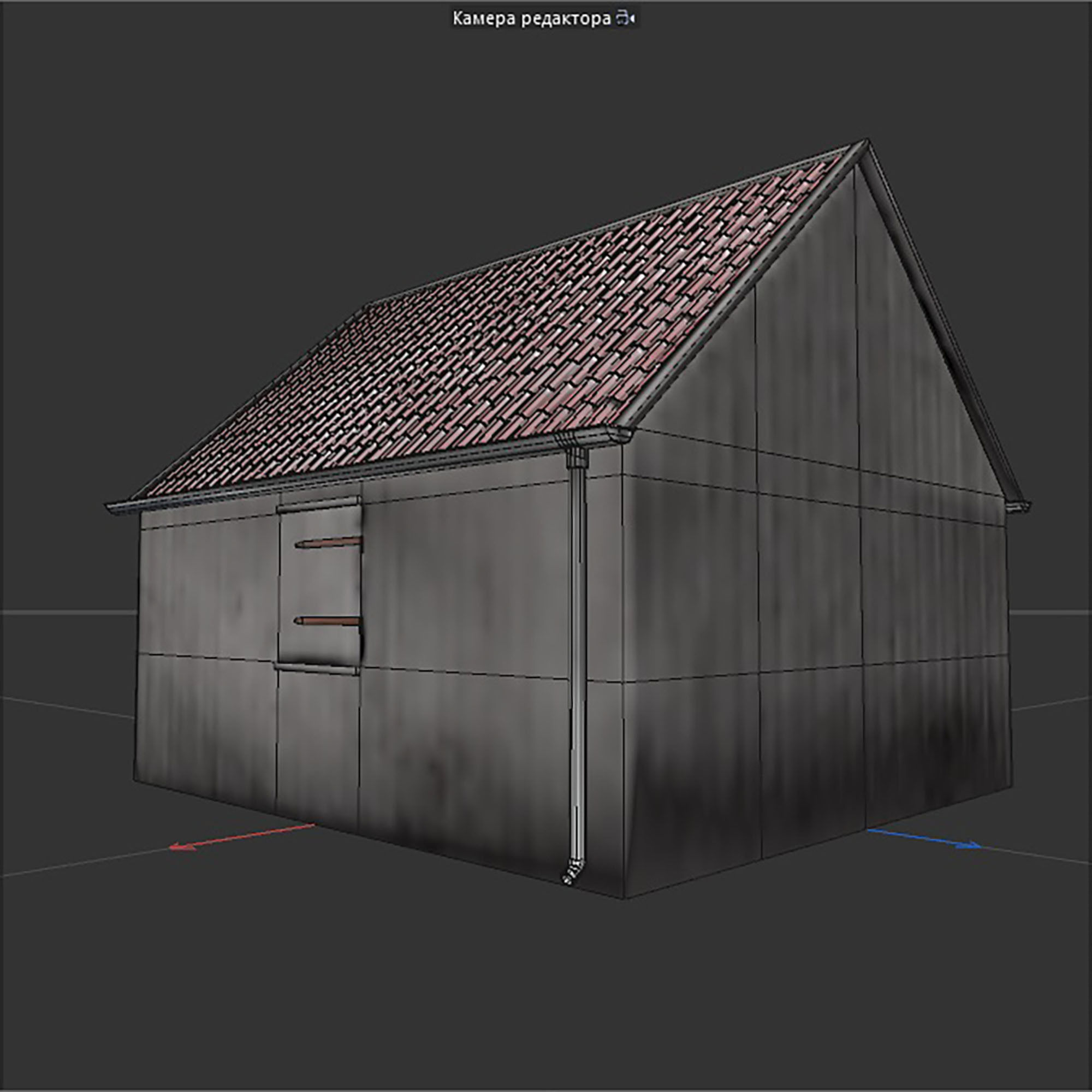 wooden shed Low-poly 3D model_10