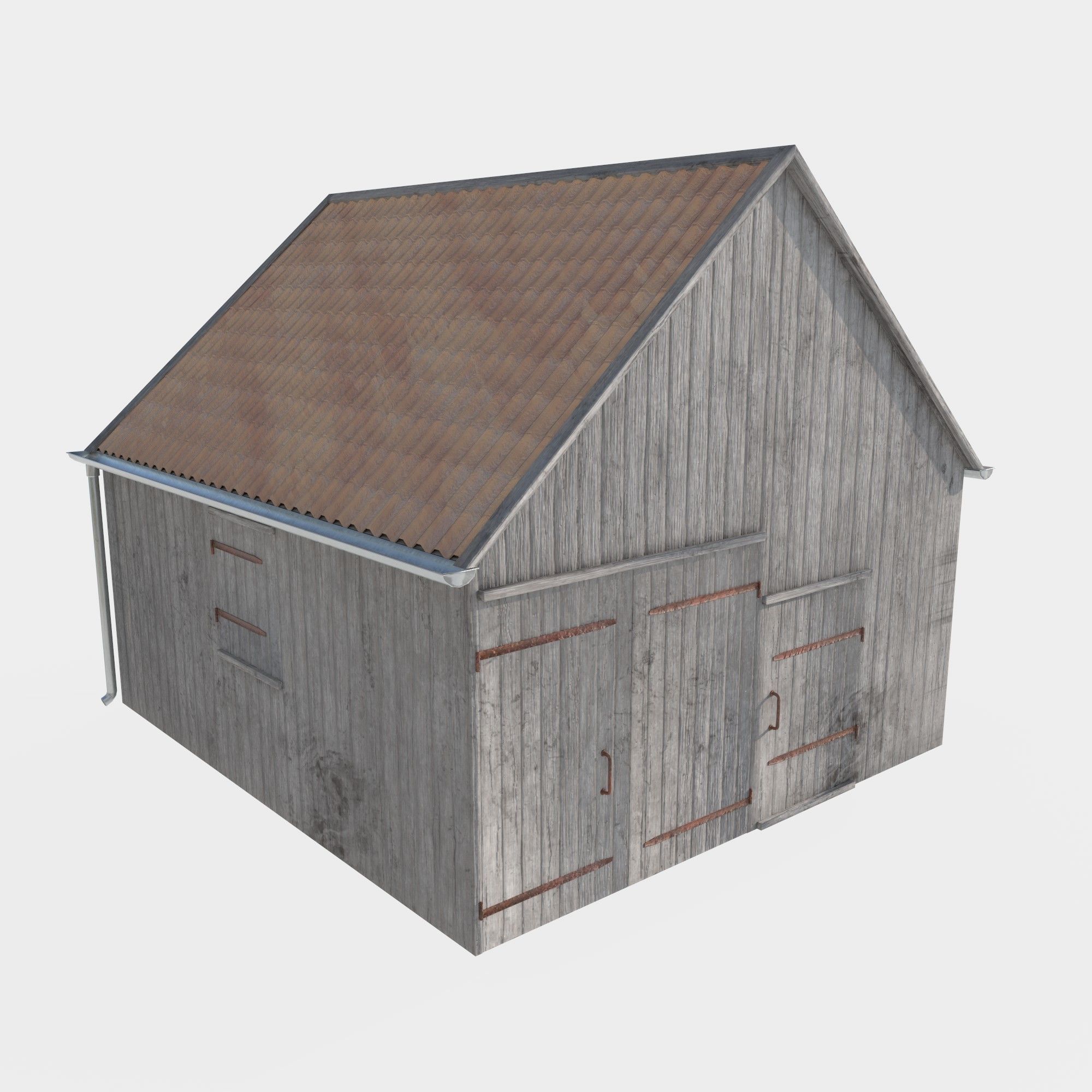 wooden shed Low-poly 3D model_1