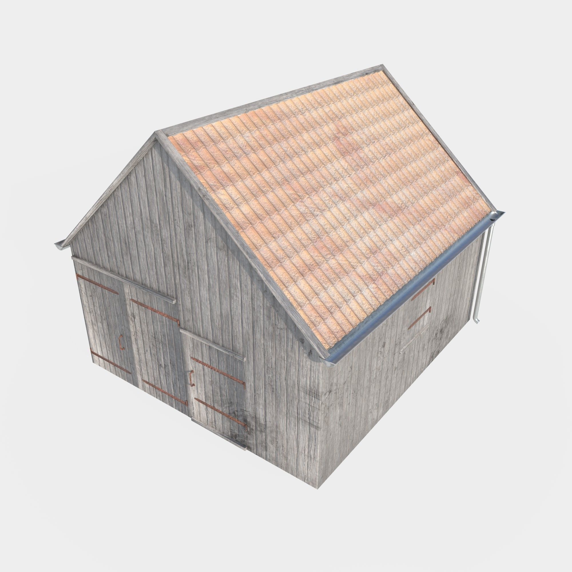wooden shed Low-poly 3D model_6