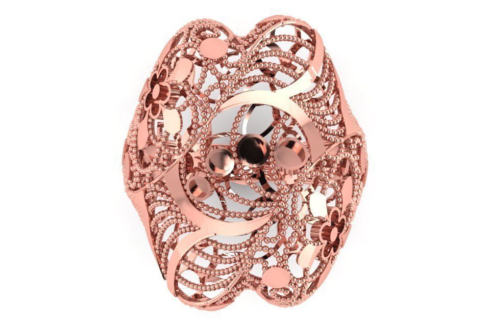 Long Filigree Ring STL OBJ FBX Renders Details 3D print model_1