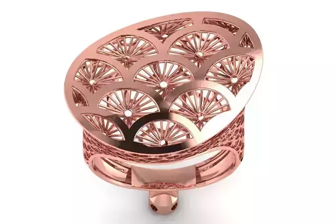 Long Filigree Ring STL OBJ FBX Renders Details