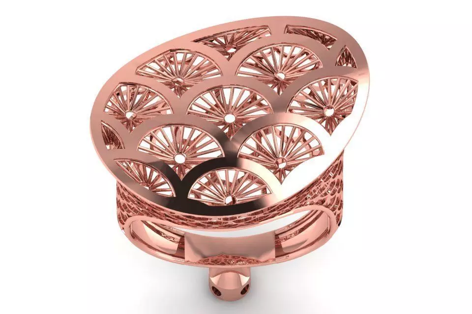 Long Filigree Ring STL OBJ FBX Renders Details 3D print model_0