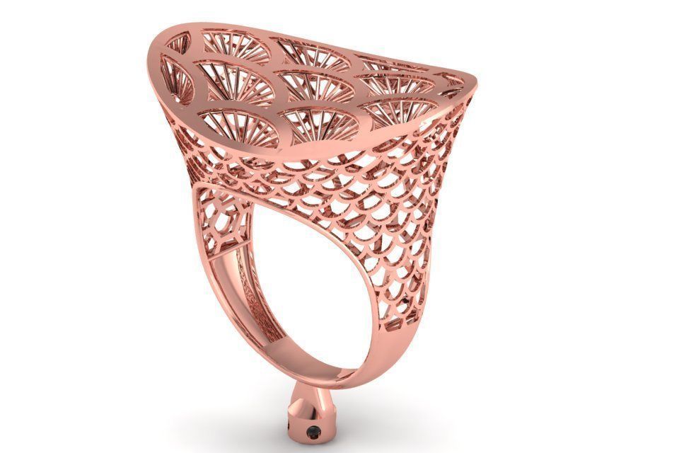 Long Filigree Ring STL OBJ FBX Renders Details 3D print model_3