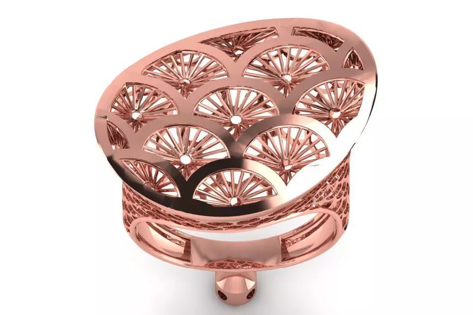 Long Filigree Ring STL OBJ FBX Renders Details 3D print model_0