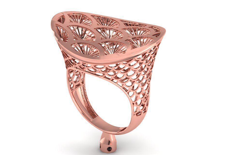 Long Filigree Ring STL OBJ FBX Renders Details 3D print model_1
