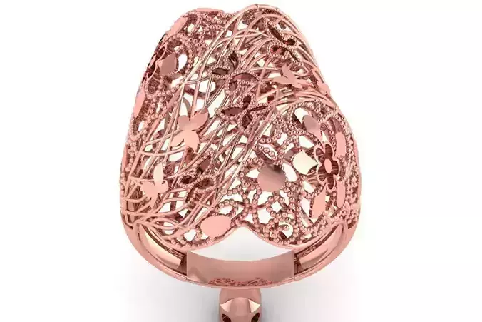 Long Filigree Ring STL OBJ FBX Renders Details