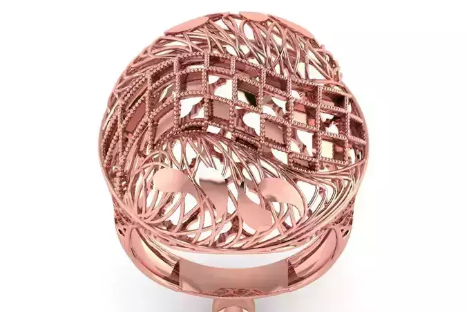 Long Filigree Ring STL OBJ FBX Renders Details