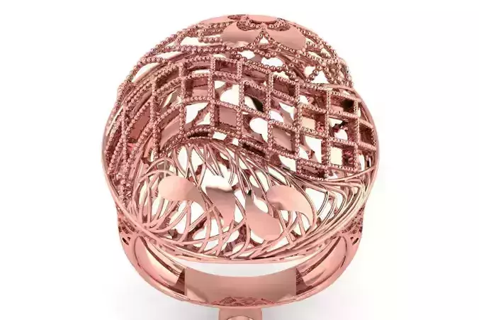 Long Filigree Ring STL OBJ FBX Renders Details