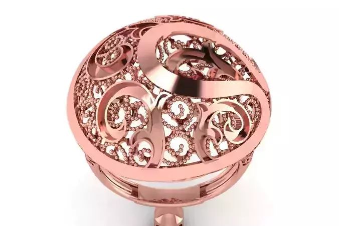Long Filigree Ring STL OBJ FBX Renders Details