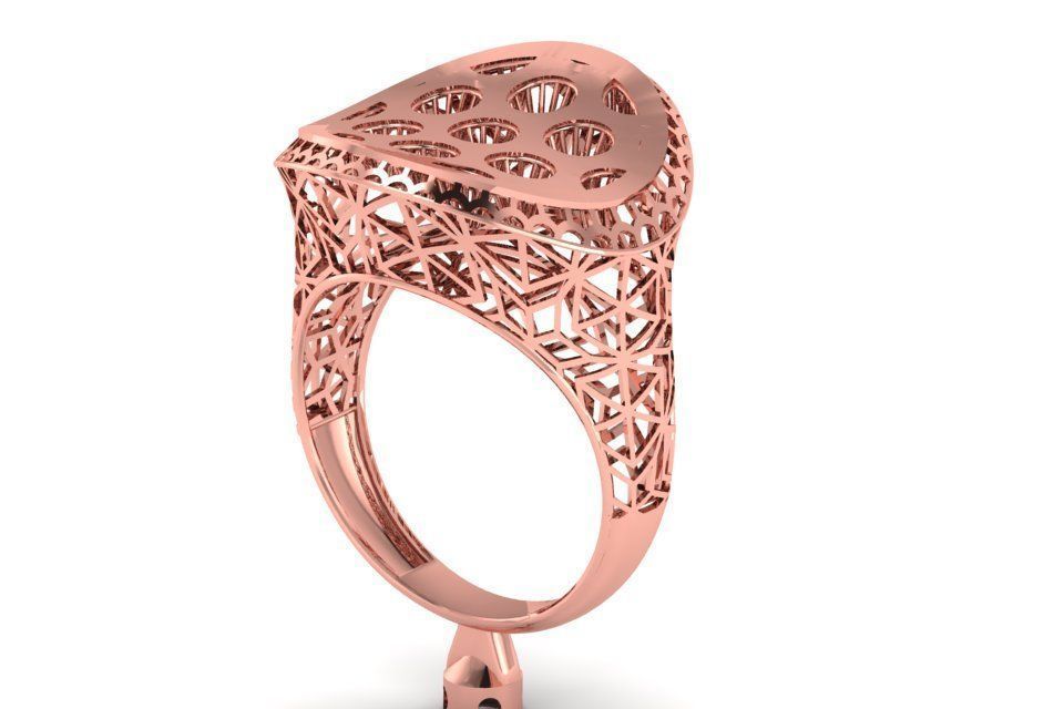Long Filigree Ring STL OBJ FBX Renders Details 3D print model_1