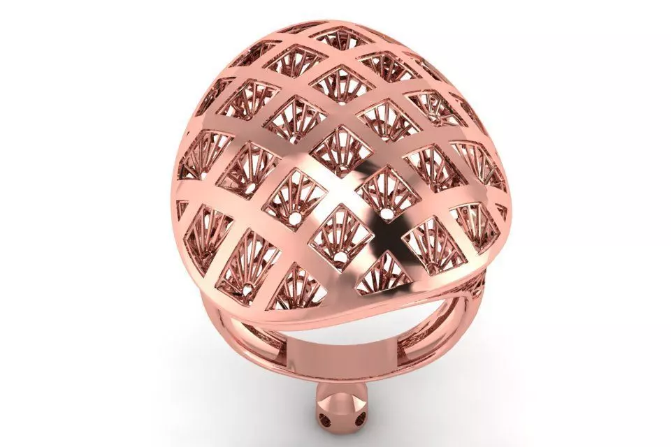 Long Filigree Ring STL OBJ FBX Renders Details 3D print model_0