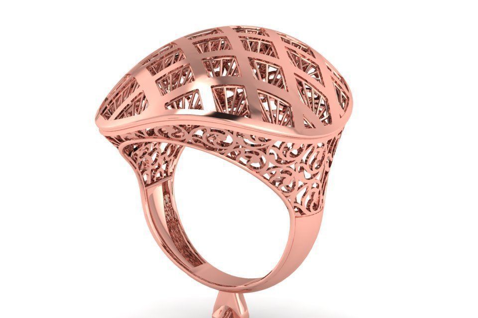 Long Filigree Ring STL OBJ FBX Renders Details 3D print model_1
