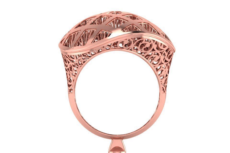 Long Filigree Ring STL OBJ FBX Renders Details 3D print model_2