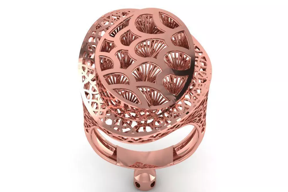 Long Filigree Ring STL OBJ FBX Renders Details 3D print model_0