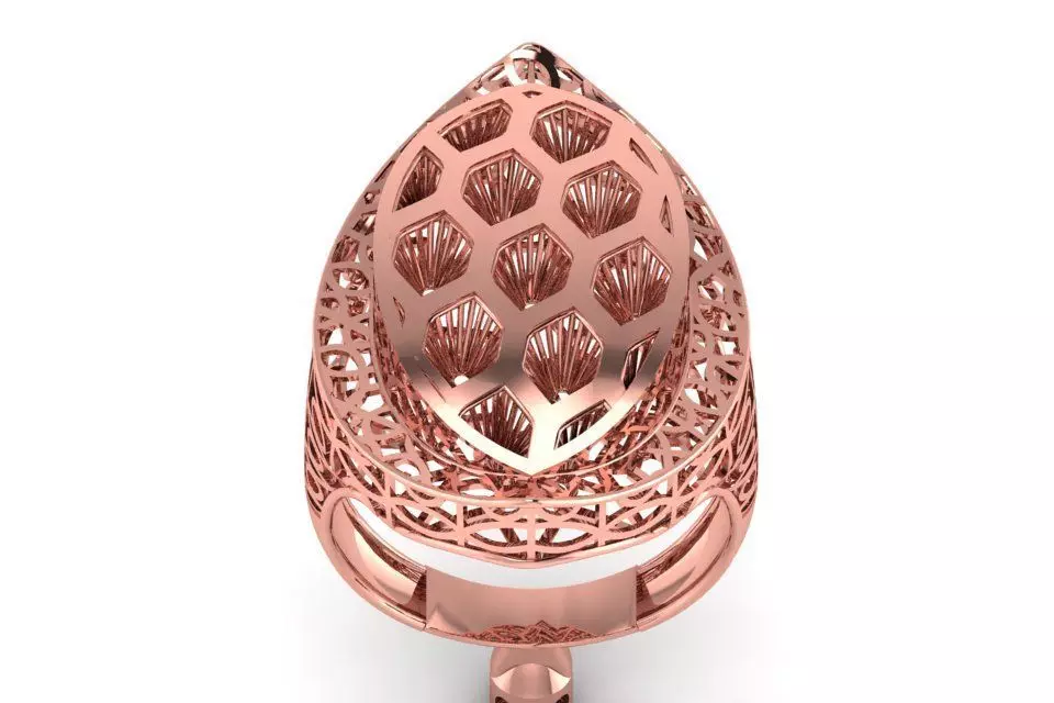 Long Filigree Ring STL OBJ FBX Renders Details 3D print model_0