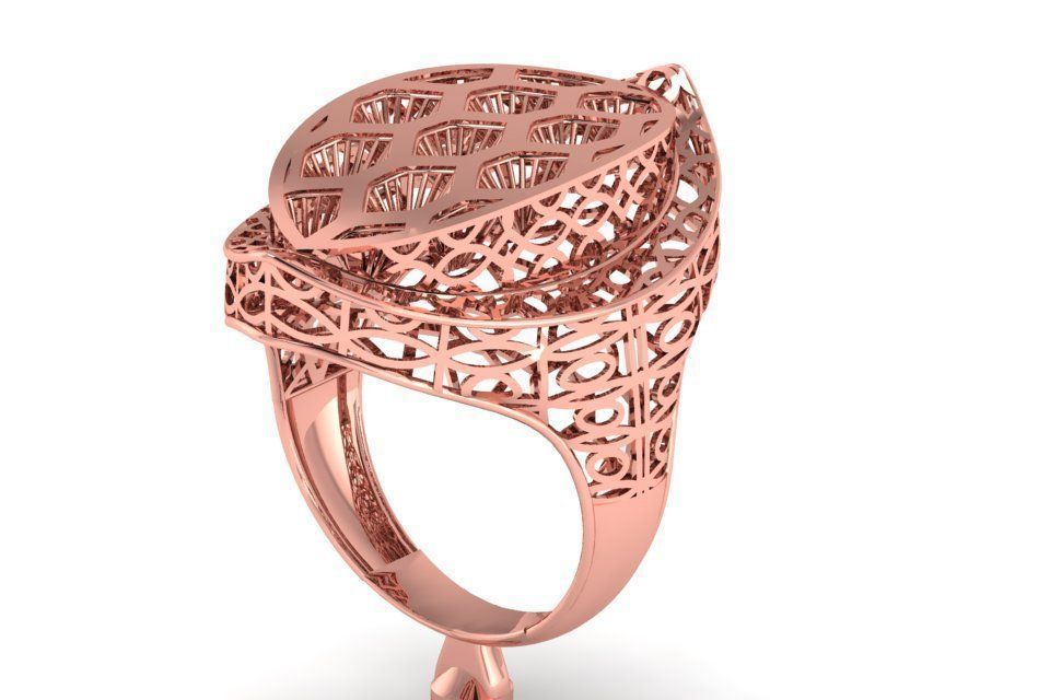 Long Filigree Ring STL OBJ FBX Renders Details 3D print model_1