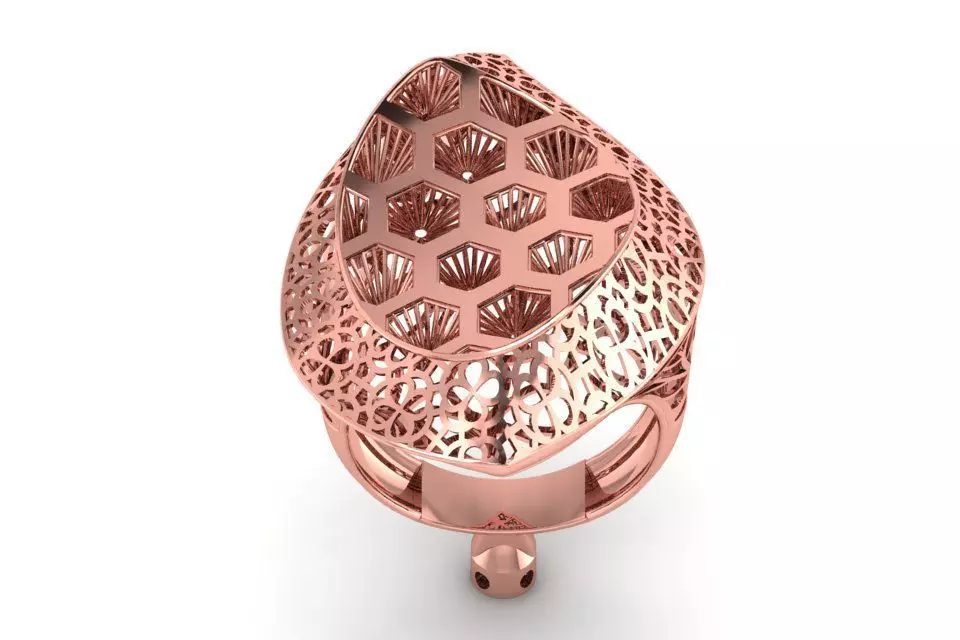 Long Filigree Ring STL OBJ FBX Renders Details 3D print model_0