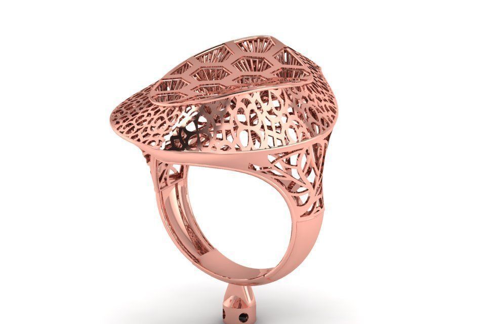 Long Filigree Ring STL OBJ FBX Renders Details 3D print model_3