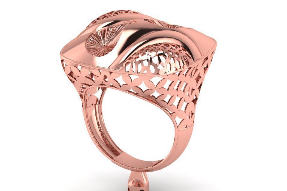 Long Filigree Ring STL OBJ FBX Renders Details 3D print model_2