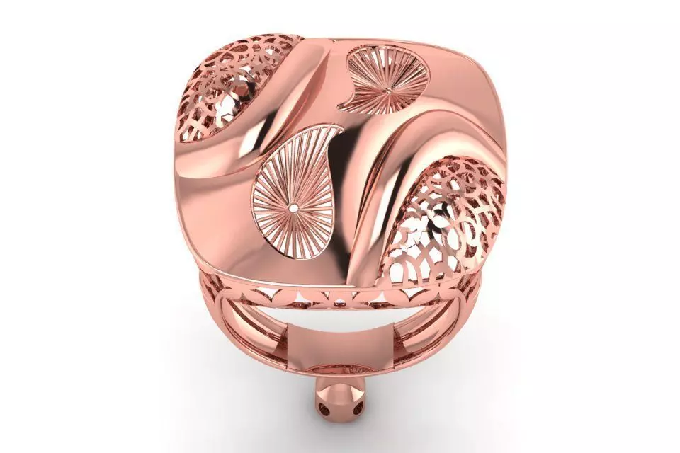 Long Filigree Ring STL OBJ FBX Renders Details 3D print model_0