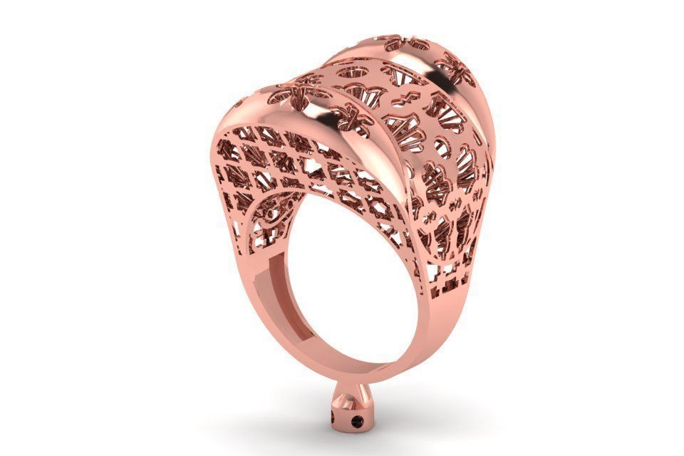 Vintage Long Filigree Ring STL OBJ FBX Renders Details 3D print model_2