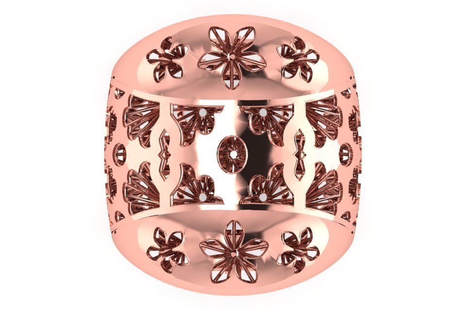 Vintage Long Filigree Ring STL OBJ FBX Renders Details 3D print model_3