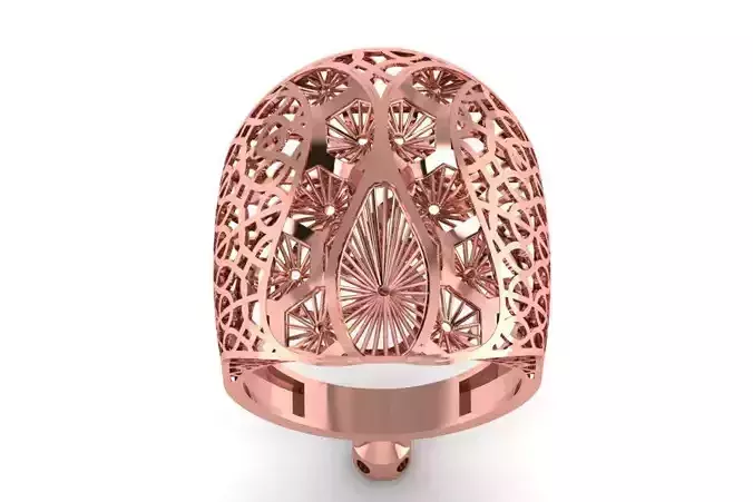 Vintage Long Filigree Ring STL OBJ FBX Renders Details
