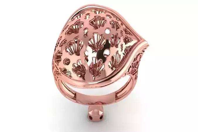 Vintage Long Filigree Ring STL OBJ FBX Renders Details