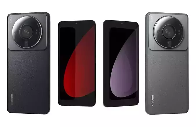 Xiaomi 12S Ultra Black And Gray Low-poly 3D model