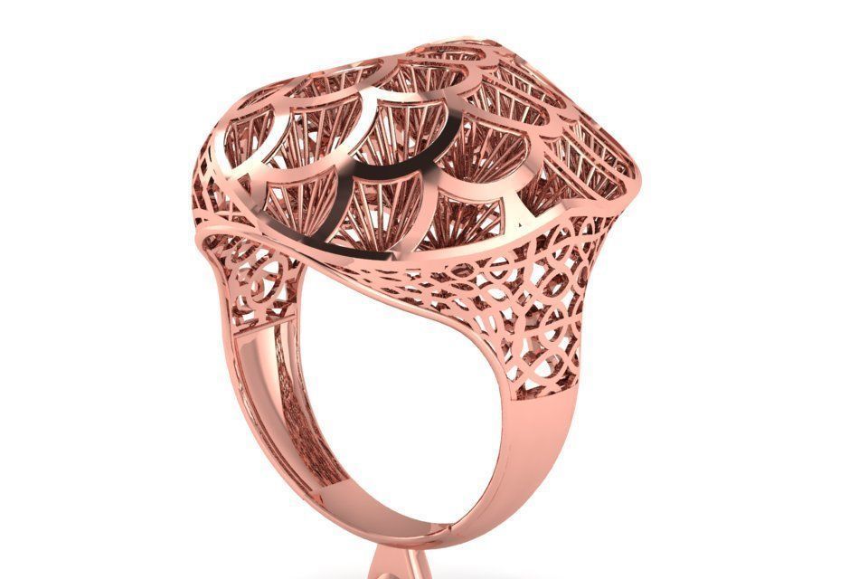 Vintage Long Filigree Ring STL OBJ FBX Renders Details 3D print model_3