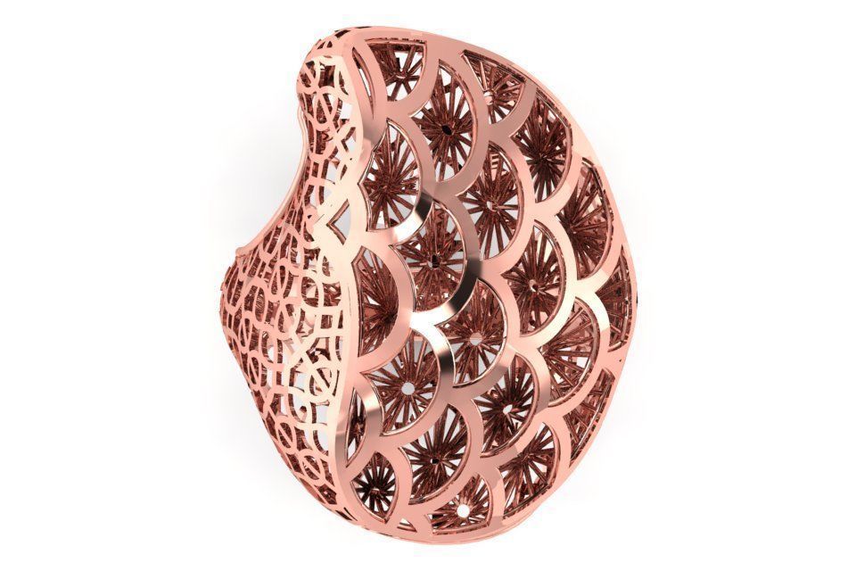 Vintage Long Filigree Ring STL OBJ FBX Renders Details 3D print model_2