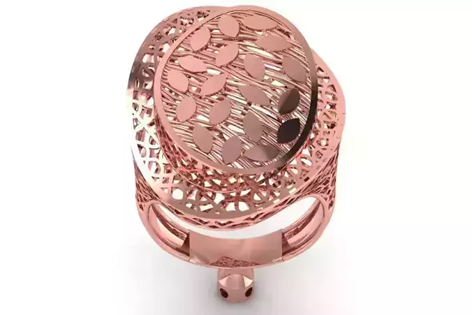 Vintage Long Filigree Ring STL OBJ FBX Renders Details