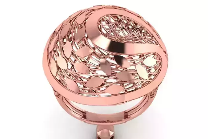 Vintage Long Filigree Ring STL OBJ FBX Renders Details