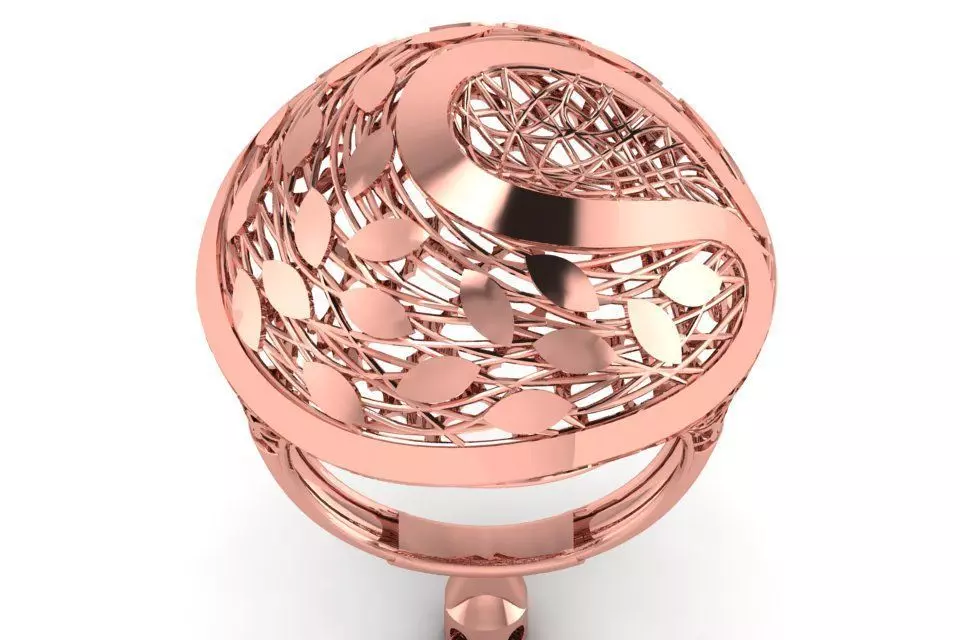 Vintage Long Filigree Ring STL OBJ FBX Renders Details 3D print model_0