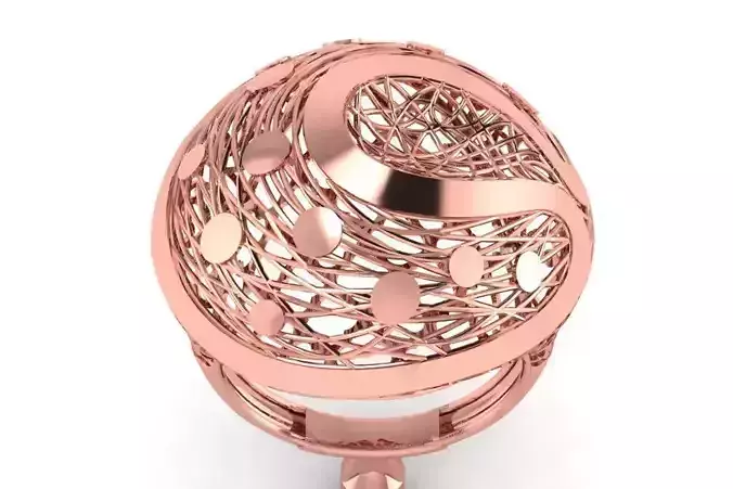 Vintage Long Filigree Ring STL OBJ FBX Renders Details