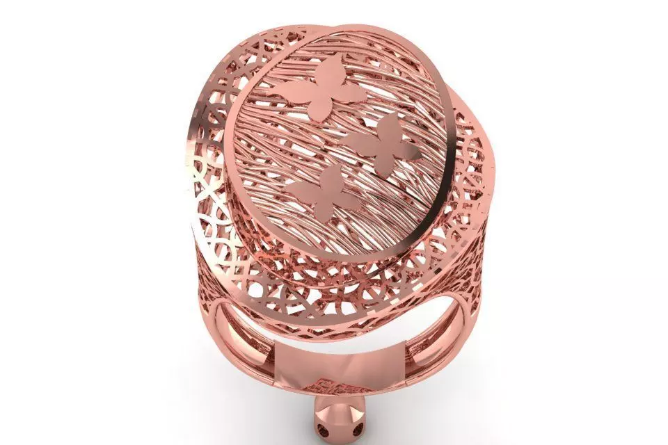 Vintage Long Filigree Ring STL OBJ FBX Renders Details 3D print model_0