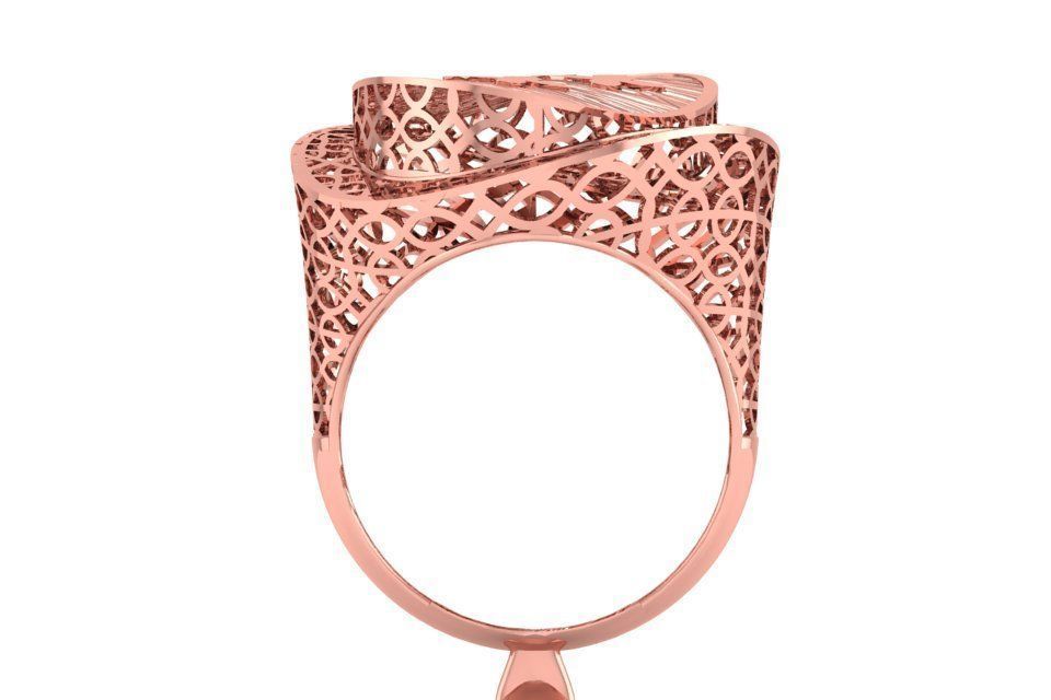 Vintage Long Filigree Ring STL OBJ FBX Renders Details 3D print model_2