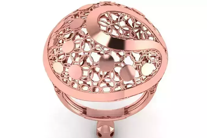 Vintage Long Filigree Ring STL OBJ FBX Renders Details