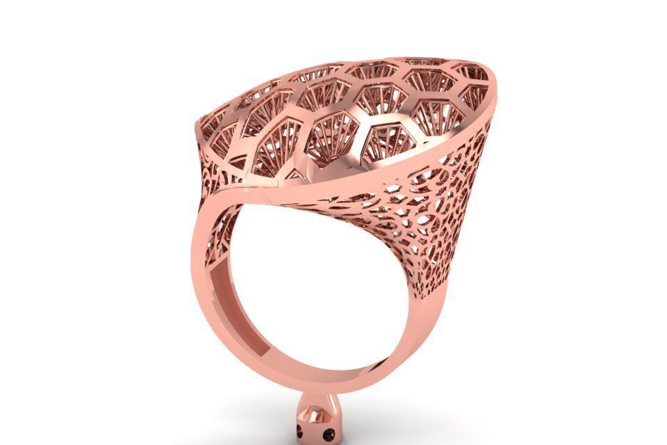 Vintage Long Filigree Ring STL OBJ FBX Renders Details 3D print model_3