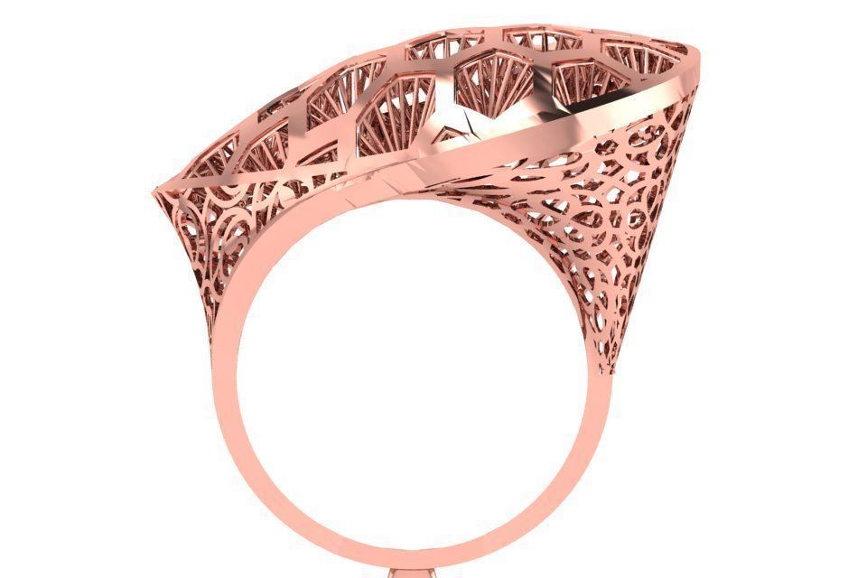 Vintage Long Filigree Ring STL OBJ FBX Renders Details 3D print model_2