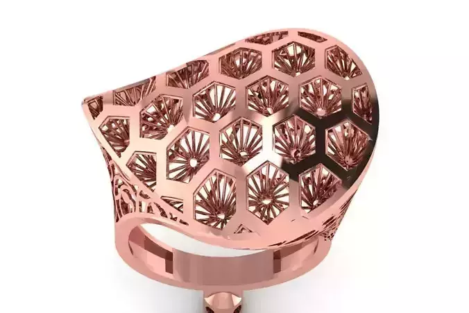 Vintage Long Filigree Ring STL OBJ FBX Renders Details