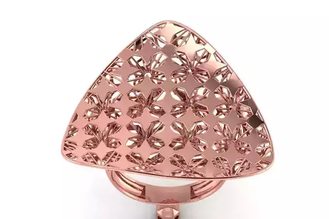Vintage Long Filigree Ring STL OBJ FBX Renders Details
