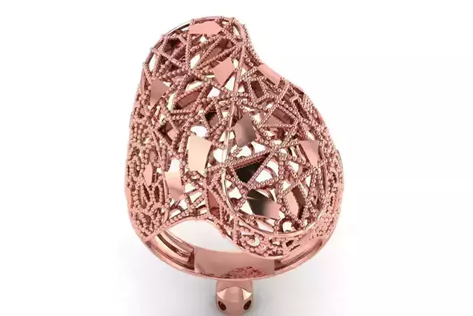 Vintage Long Filigree Ring STL OBJ FBX Renders Details