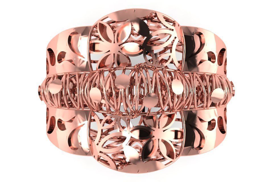 Vintage Long Filigree Ring STL OBJ FBX Renders Details 3D print model_1