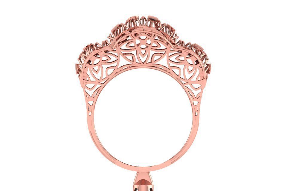 Vintage Long Filigree Ring STL OBJ FBX Renders Details 3D print model_2