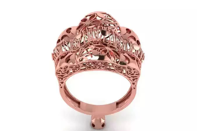 Vintage Long Filigree Ring STL OBJ FBX Renders Details